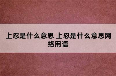 上忍是什么意思 上忍是什么意思网络用语